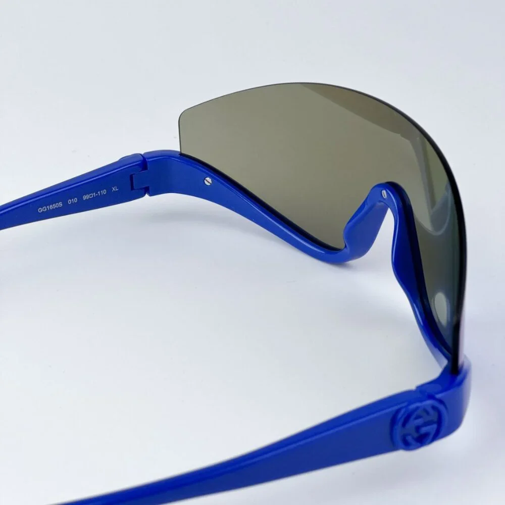 Gucci GG1650S 010 BRAND NEW Sunglasses Blue Blue Mirror Unisex Shield Mask